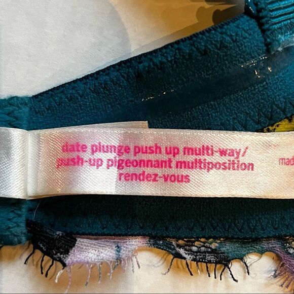 PINK Bra Date Plunge push up multiway 34B underwire, padded, black, pink multi - Picture 10 of 10